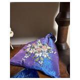 Vintage Ceramic Lamp, Floral Jug, Basket, Shoe & Embroidered Cushion Lot