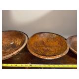 Set of Hand-Carved Wooden Bowls with Engraved Designs