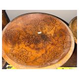 Set of Hand-Carved Wooden Bowls with Engraved Designs