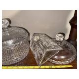 Vintage Embossed Glass Candy Jars with Lids - Set of 3
