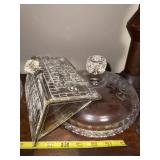 Vintage Embossed Glass Candy Jars with Lids - Set of 3