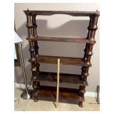 Vintage Wooden Shelving Unit with Turned Wood Design
