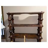 Vintage Wooden Shelving Unit with Turned Wood Design
