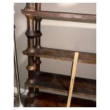 Vintage Wooden Shelving Unit with Turned Wood Design