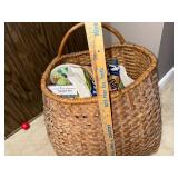 Wicker Basket with Assorted Needlework and Embroidery Supplies