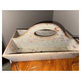 Vintage Wooden Tray and Decorated Wooden Container Set