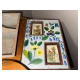 Vintage Wooden Tray and Decorated Wooden Container Set