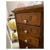 Antique octagonal hardware store screw and bolt rotating cabinet