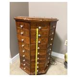 Antique octagonal hardware store screw and bolt rotating cabinet
