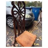 Antique High Back Wooden Chair with Decorative Backrest