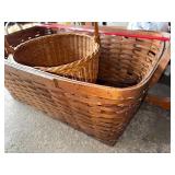 Large Antique Split Oak Woven Basket and Medium Woven Basket Set