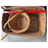 Large Antique Split Oak Woven Basket and Medium Woven Basket Set