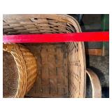 Large Antique Split Oak Woven Basket and Medium Woven Basket Set