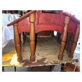 Antique Wooden Church/Schoolhouse on Wheels Rustic Red and Green Finish