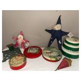 Vintage Christmas Tins & Decorations Lot