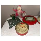 Vintage Christmas Tins & Decorations Lot