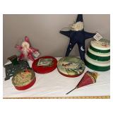 Vintage Christmas Tins & Decorations Lot