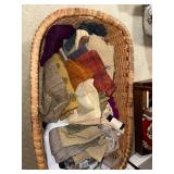 Basket of Assorted Wool Fabric for Crafts and Sewing