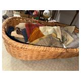 Basket of Assorted Wool Fabric for Crafts and Sewing