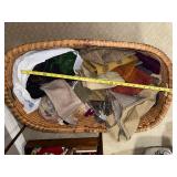 Basket of Assorted Wool Fabric for Crafts and Sewing