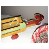 Vintage Collectibles Lot: Basket, Toys, and Bridge Set