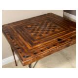 Vintage Wooden Game Table with Checkered Design