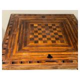 Vintage Wooden Game Table with Checkered Design