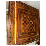 Vintage Wooden Game Table with Checkered Design