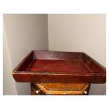 Vintage Wooden Serving Tray with Rustic Red Finish, 24x18 Inches