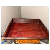 Vintage Wooden Serving Tray with Rustic Red Finish, 24x18 Inches