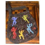 Colorful Abstract Wool Dancing Figures Shoulder Bag