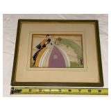 Vintage Art Nouveau Framed Brunelleschi Artwork with Green Frame