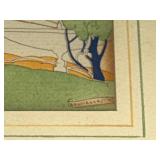 Vintage Art Nouveau Framed Brunelleschi Artwork with Green Frame