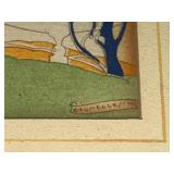 Vintage Art Nouveau Framed Brunelleschi Artwork with Green Frame