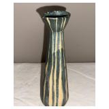 Vintage Mid-Century Rockabilly Blue Striped Ceramic Vase