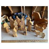 Vintage Wooden Figurine Lot - People and Animals Collection