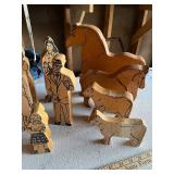 Vintage Wooden Figurine Lot - People and Animals Collection