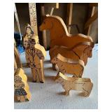 Vintage Wooden Figurine Lot - People and Animals Collection