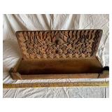 Vintage Tramp Art Carved Wooden Shelf with Intricate Design
