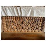 Vintage Tramp Art Carved Wooden Shelf with Intricate Design