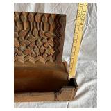 Vintage Tramp Art Carved Wooden Shelf with Intricate Design