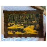 Rustic Wooden Decor Set: Painted Saw Blade Element, Plaque & Floral Box