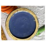 Blue Pottery Vase & Green Ceramic Vase Set