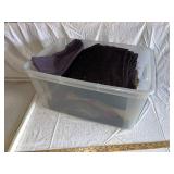 Assorted Fabric Pieces in Storage Bin