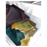 Assorted Fabric Pieces in Storage Bin