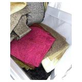 Assorted Fabric Pieces in Storage Bin