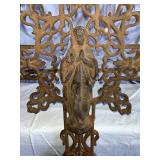 Massive Antique Wrought Iron Cross with Religious Figure