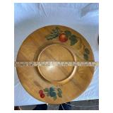 Vintage Copper Bucket with Hand-Decorated Wooden Stand