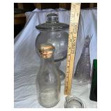 Assorted Vintage Glassware: Bottles, Vases & Jars Collection
