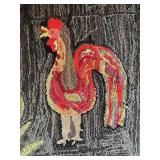 Vintage Handmade Rooster Design Rug on Frame